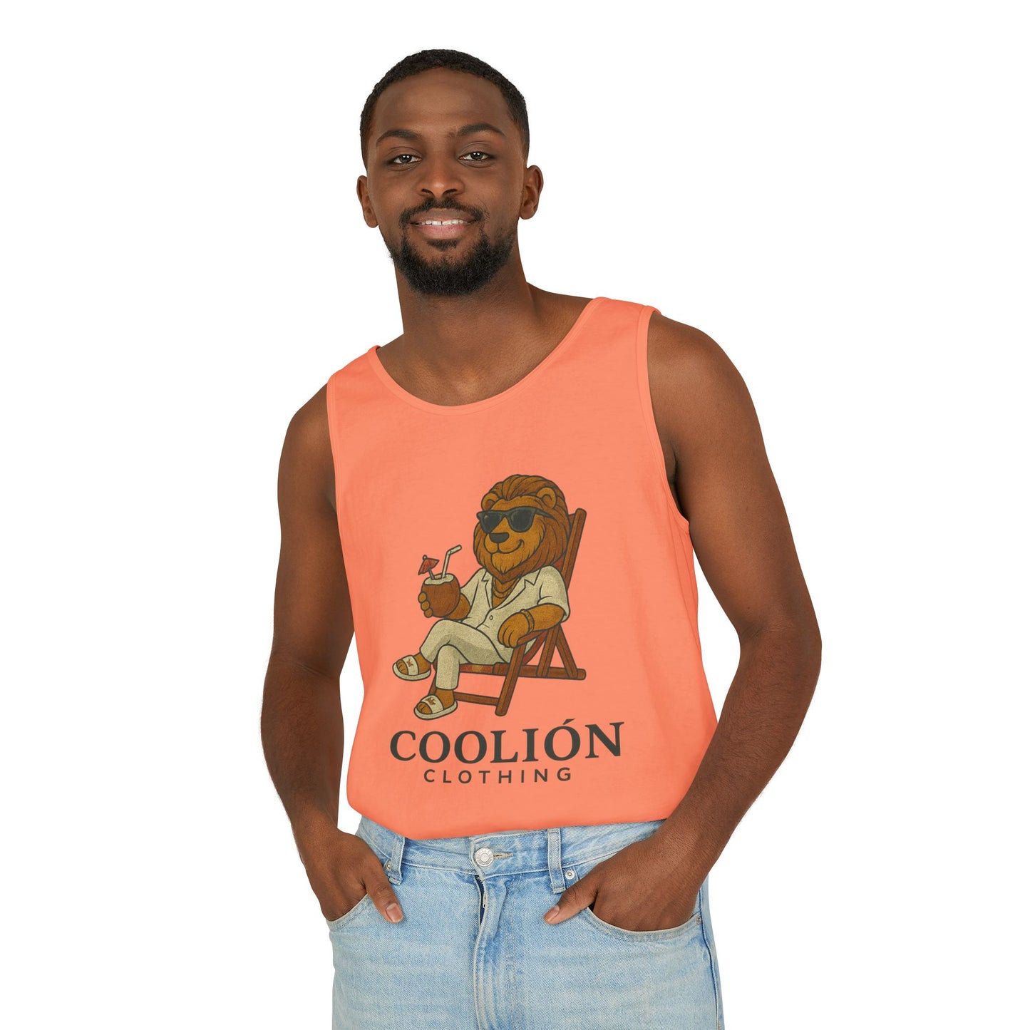 Chill Vibes Lion Tank Top, Funny Summer Top, Beachwear, Gift for Animal Lovers, Unisex Apparel, Coolion Clothing
