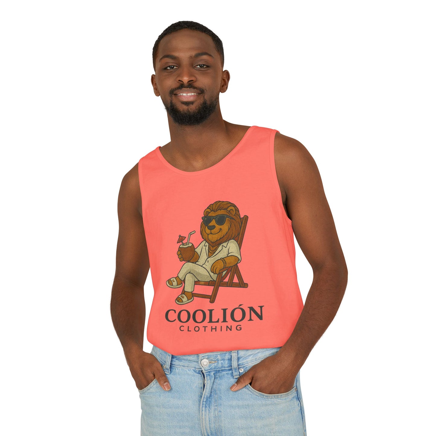 Chill Vibes Lion Tank Top, Funny Summer Top, Beachwear, Gift for Animal Lovers, Unisex Apparel, Coolion Clothing