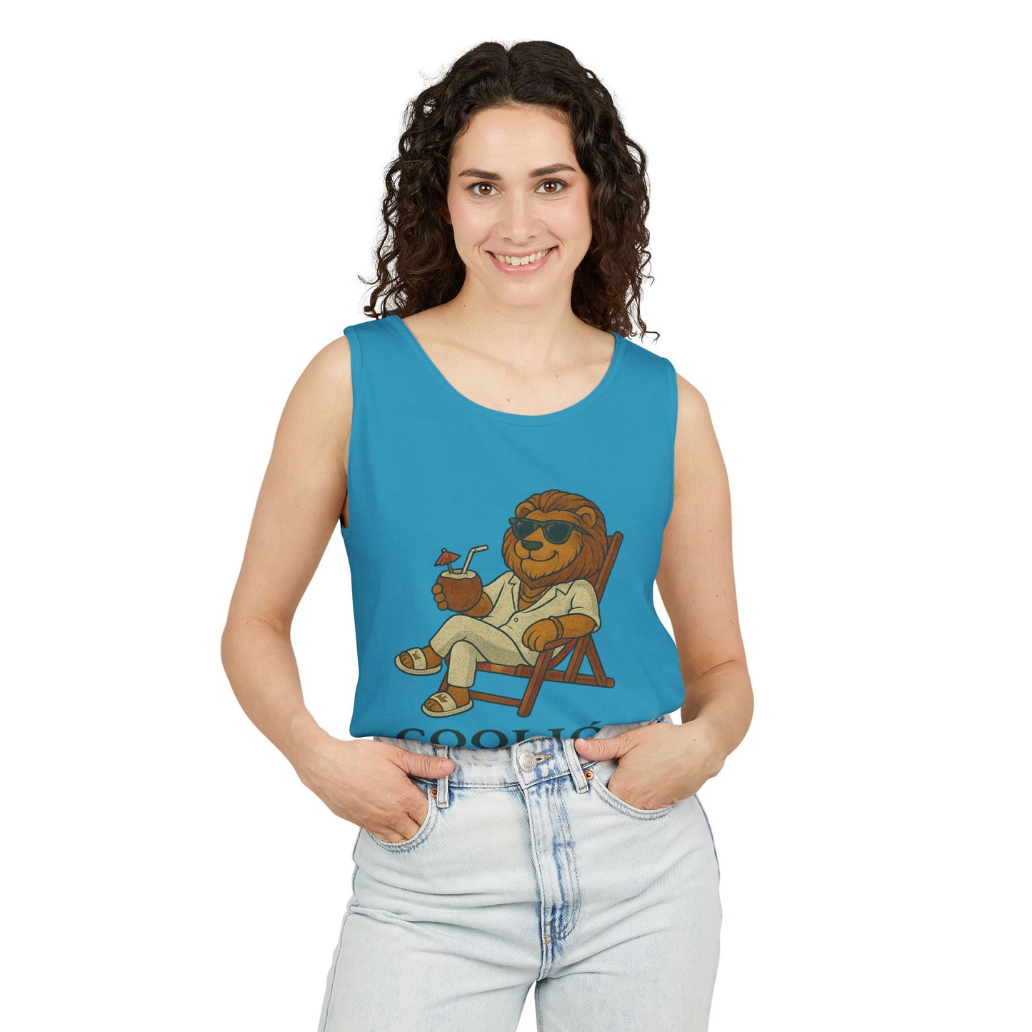Chill Vibes Lion Tank Top, Funny Summer Top, Beachwear, Gift for Animal Lovers, Unisex Apparel, Coolion Clothing