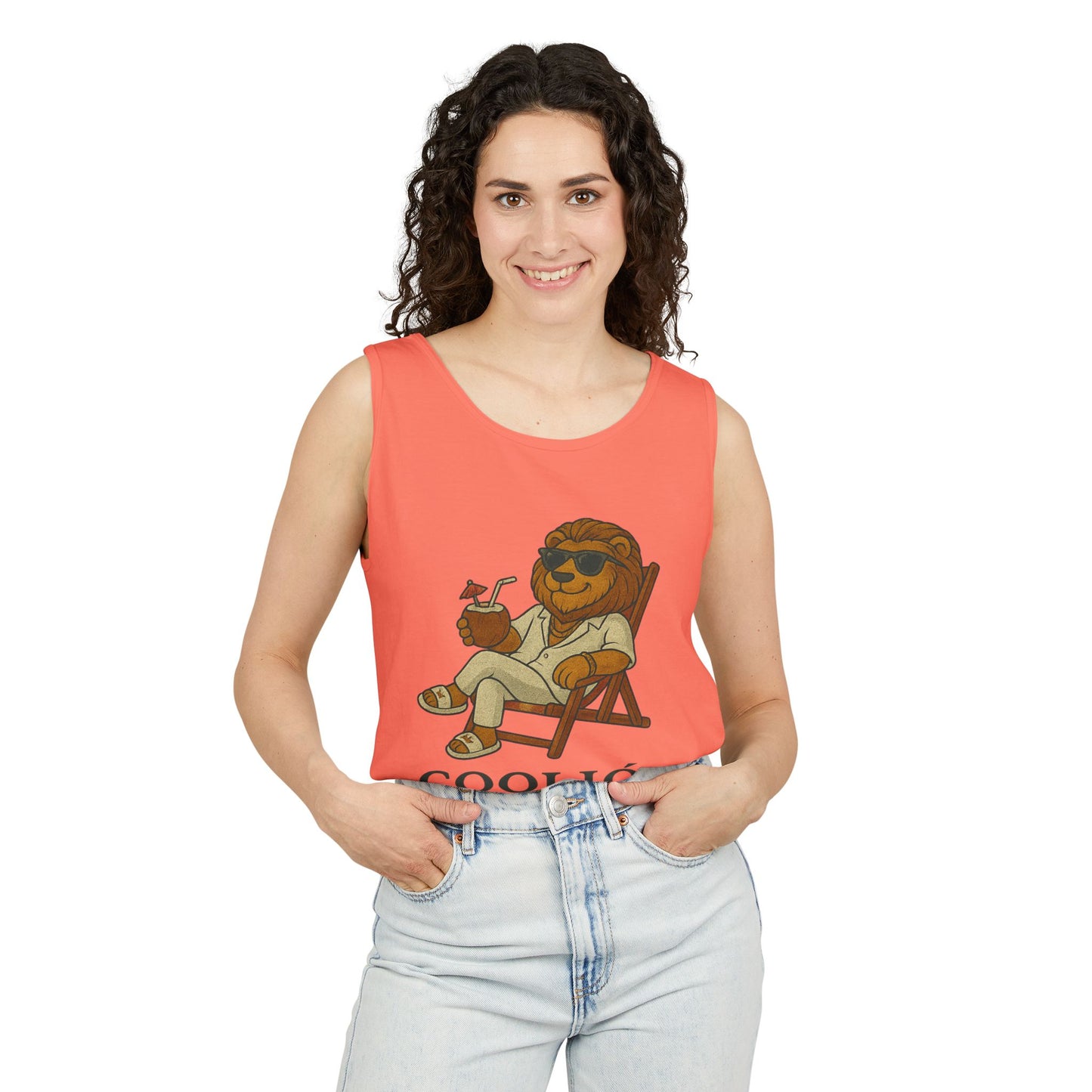 Chill Vibes Lion Tank Top, Funny Summer Top, Beachwear, Gift for Animal Lovers, Unisex Apparel, Coolion Clothing