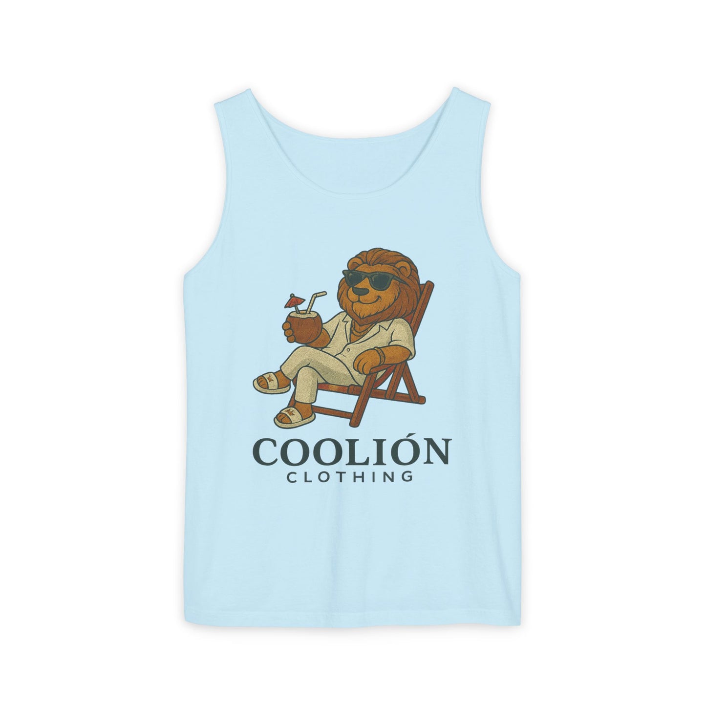 Chill Vibes Lion Tank Top, Funny Summer Top, Beachwear, Gift for Animal Lovers, Unisex Apparel, Coolion Clothing
