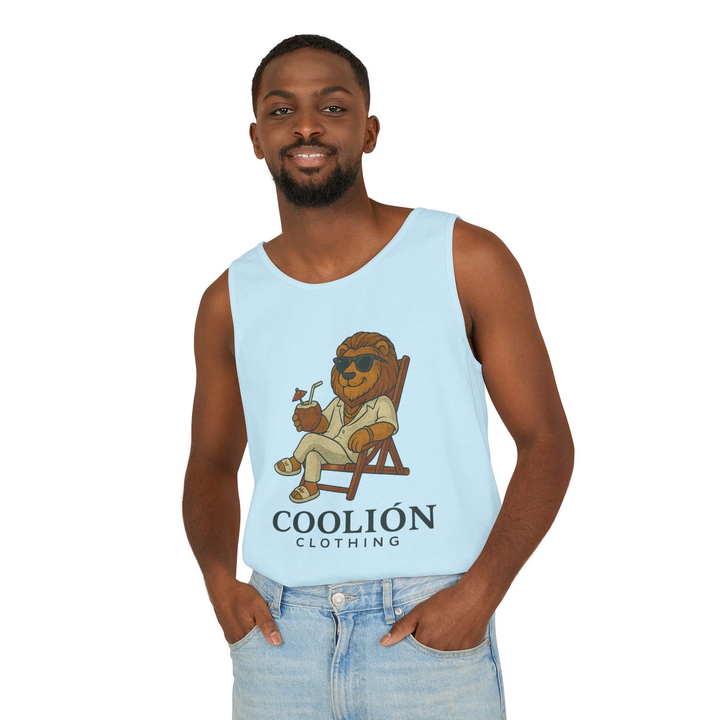 Chill Vibes Lion Tank Top, Funny Summer Top, Beachwear, Gift for Animal Lovers, Unisex Apparel, Coolion Clothing