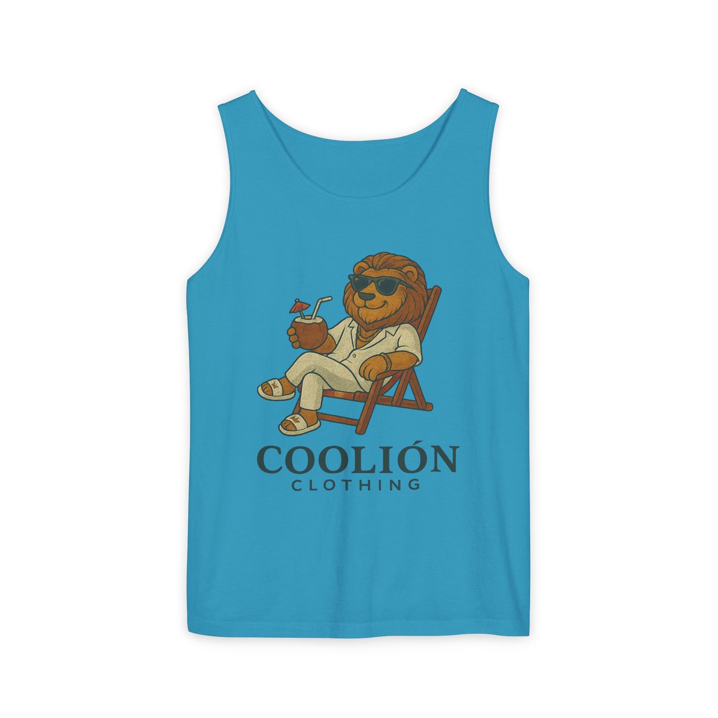 Chill Vibes Lion Tank Top, Funny Summer Top, Beachwear, Gift for Animal Lovers, Unisex Apparel, Coolion Clothing
