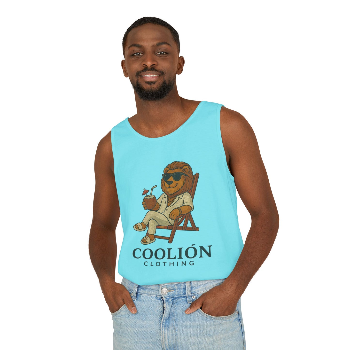 Chill Vibes Lion Tank Top, Funny Summer Top, Beachwear, Gift for Animal Lovers, Unisex Apparel, Coolion Clothing