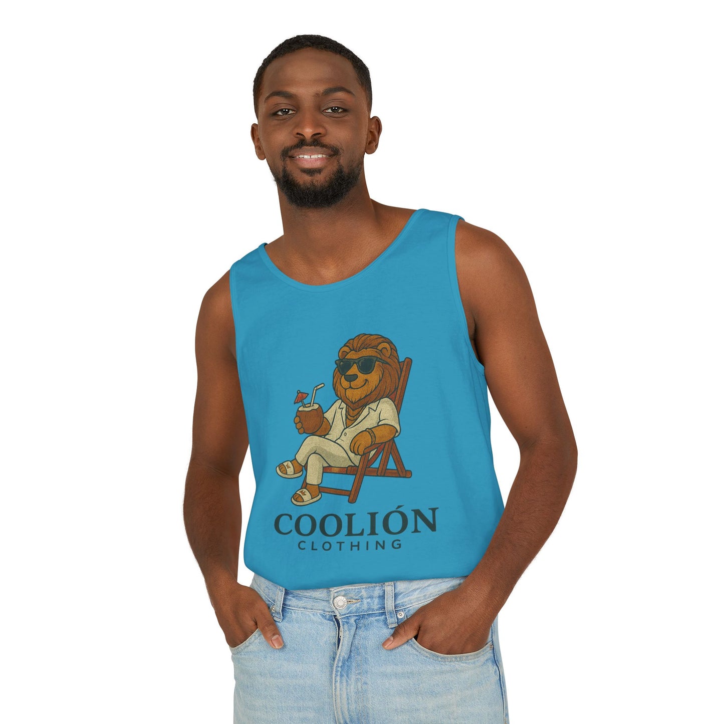Chill Vibes Lion Tank Top, Funny Summer Top, Beachwear, Gift for Animal Lovers, Unisex Apparel, Coolion Clothing