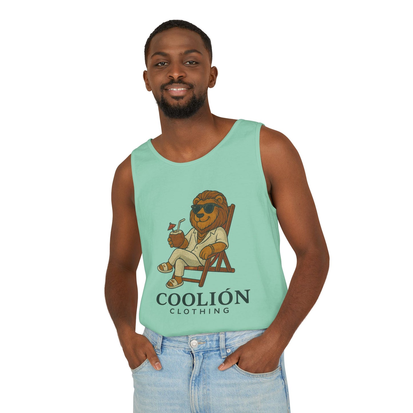 Chill Vibes Lion Tank Top, Funny Summer Top, Beachwear, Gift for Animal Lovers, Unisex Apparel, Coolion Clothing