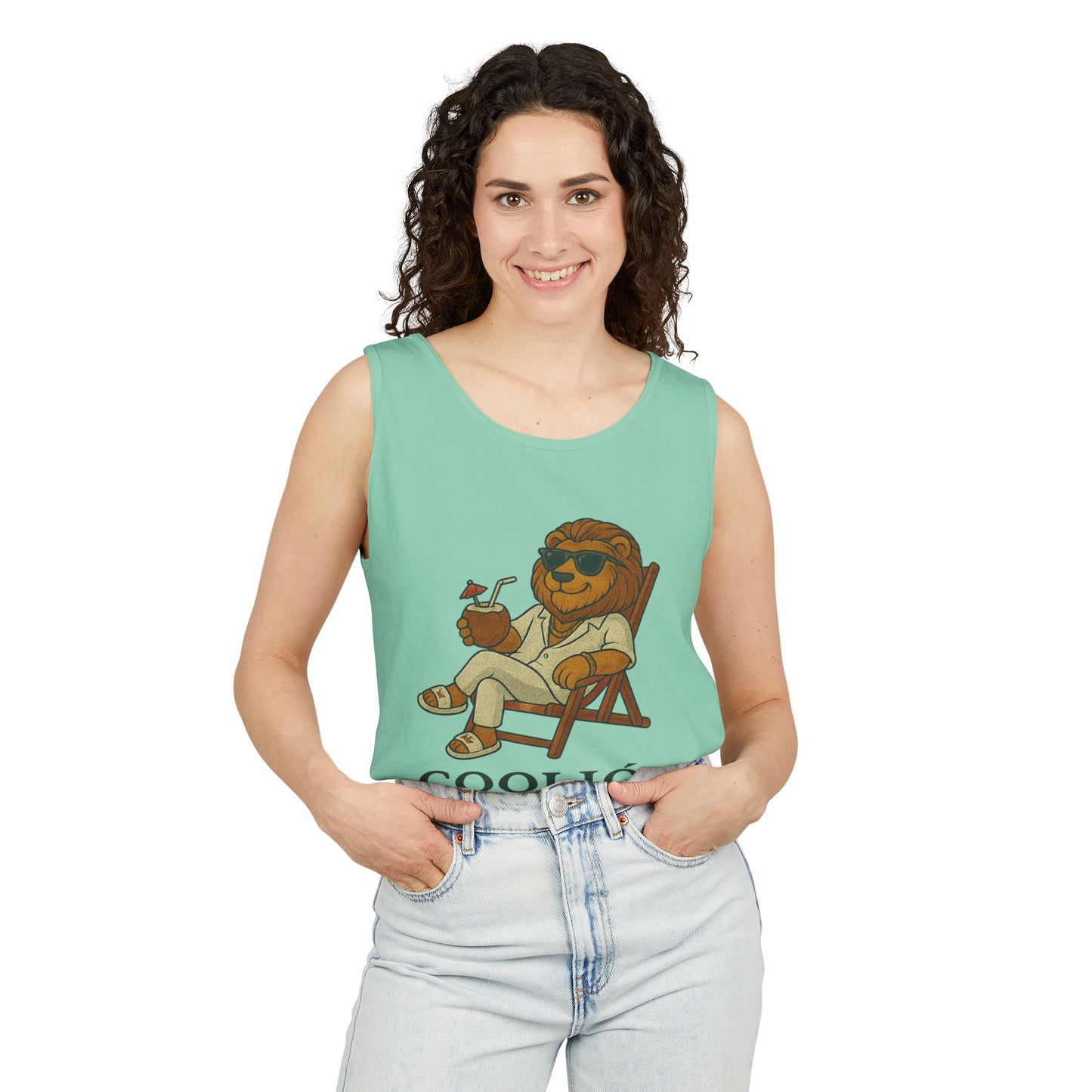 Chill Vibes Lion Tank Top, Funny Summer Top, Beachwear, Gift for Animal Lovers, Unisex Apparel, Coolion Clothing