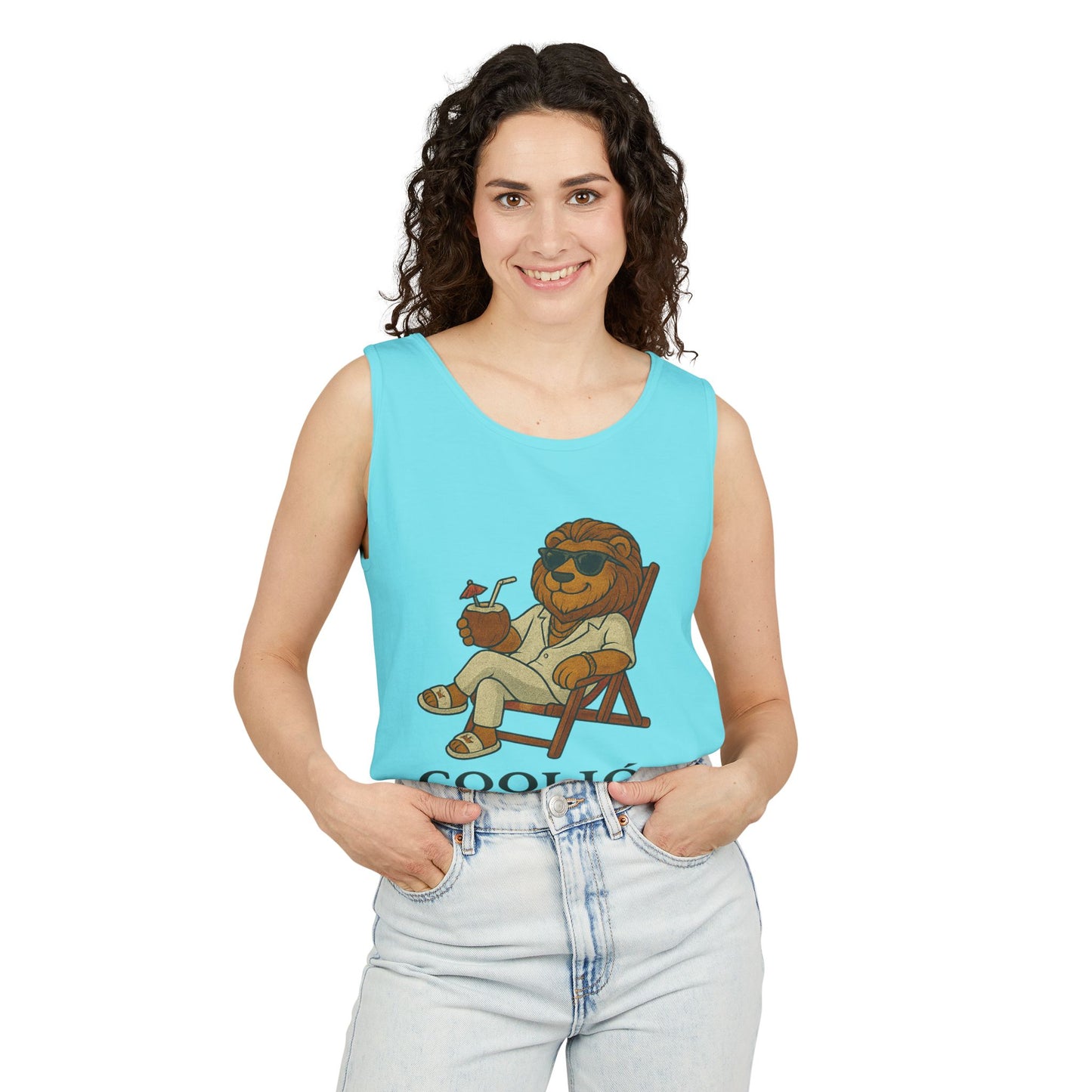 Chill Vibes Lion Tank Top, Funny Summer Top, Beachwear, Gift for Animal Lovers, Unisex Apparel, Coolion Clothing
