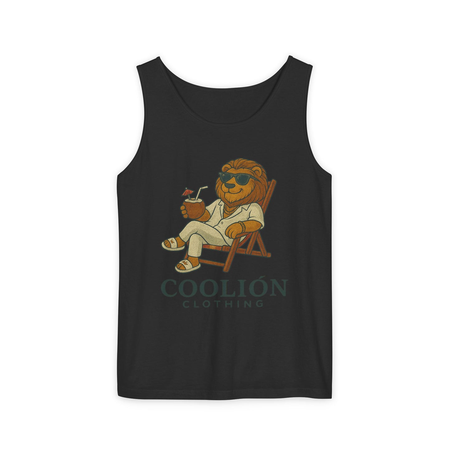 Chill Vibes Lion Tank Top, Funny Summer Top, Beachwear, Gift for Animal Lovers, Unisex Apparel, Coolion Clothing