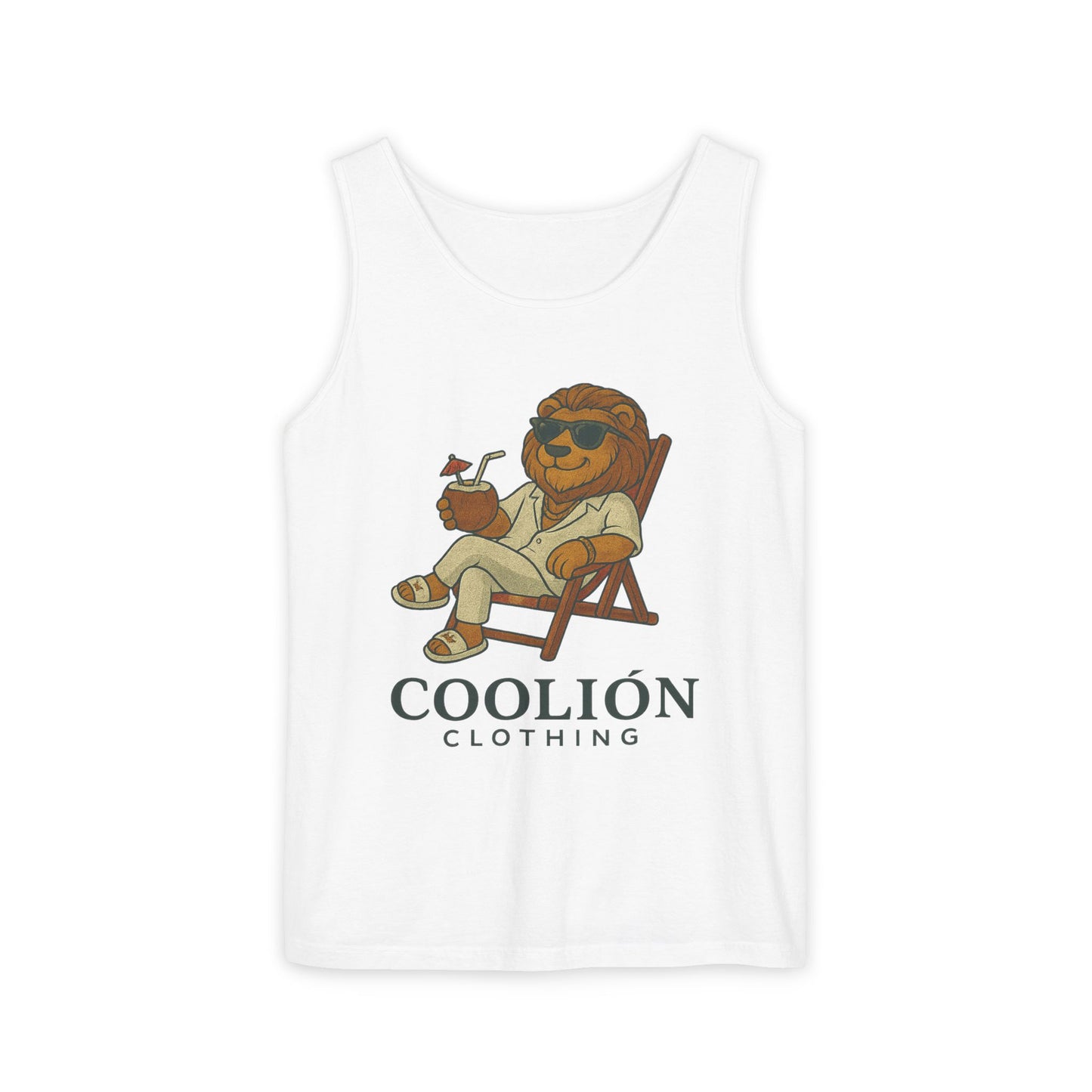 Chill Vibes Lion Tank Top, Funny Summer Top, Beachwear, Gift for Animal Lovers, Unisex Apparel, Coolion Clothing