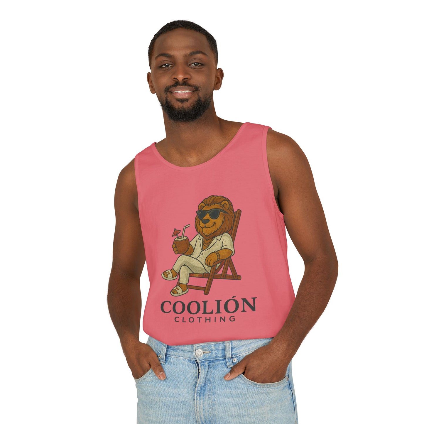 Chill Vibes Lion Tank Top, Funny Summer Top, Beachwear, Gift for Animal Lovers, Unisex Apparel, Coolion Clothing