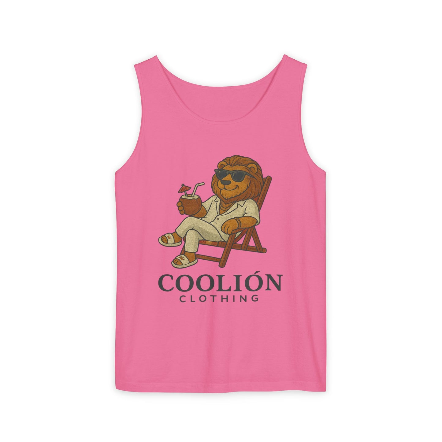 Chill Vibes Lion Tank Top, Funny Summer Top, Beachwear, Gift for Animal Lovers, Unisex Apparel, Coolion Clothing
