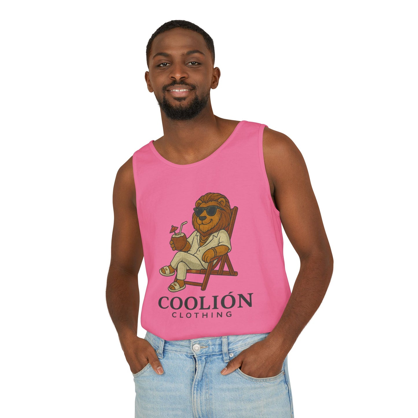 Chill Vibes Lion Tank Top, Funny Summer Top, Beachwear, Gift for Animal Lovers, Unisex Apparel, Coolion Clothing