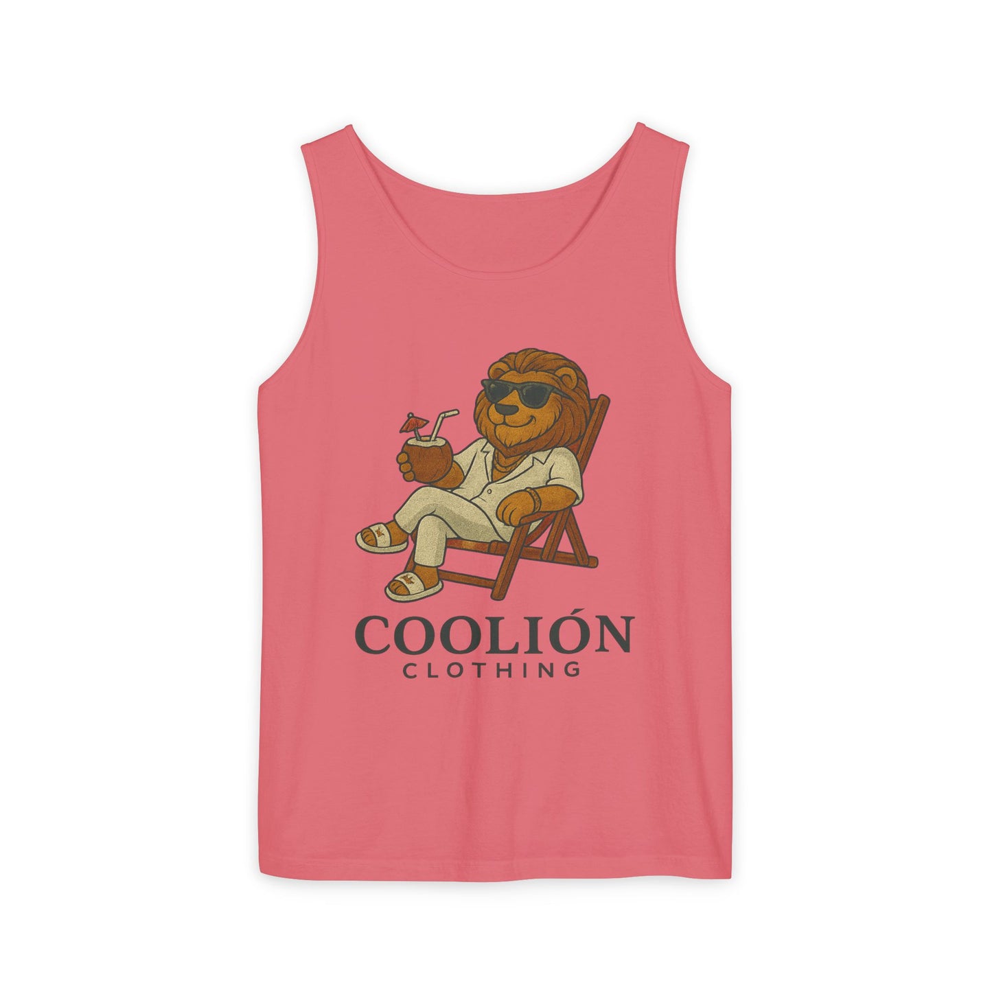 Chill Vibes Lion Tank Top, Funny Summer Top, Beachwear, Gift for Animal Lovers, Unisex Apparel, Coolion Clothing