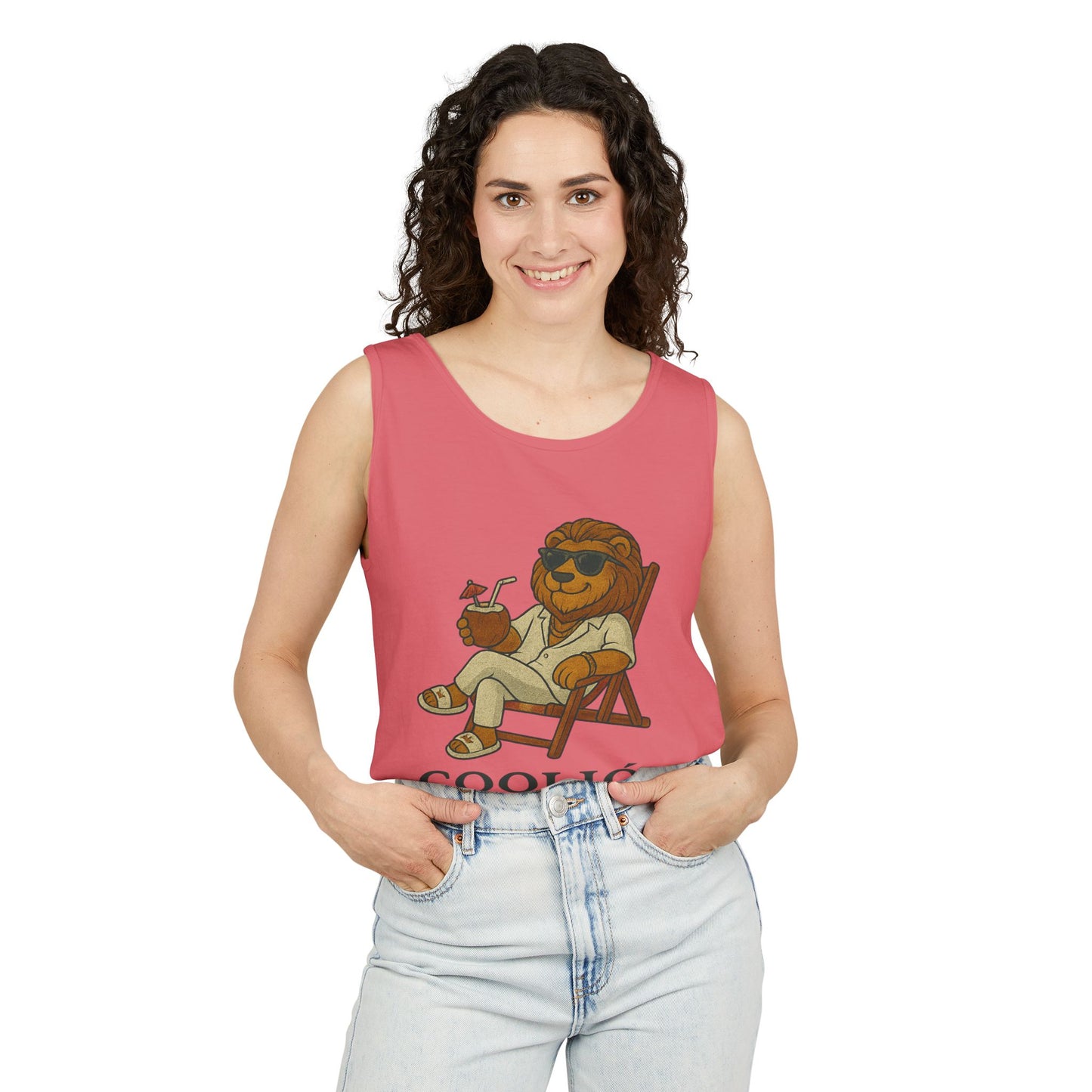 Chill Vibes Lion Tank Top, Funny Summer Top, Beachwear, Gift for Animal Lovers, Unisex Apparel, Coolion Clothing