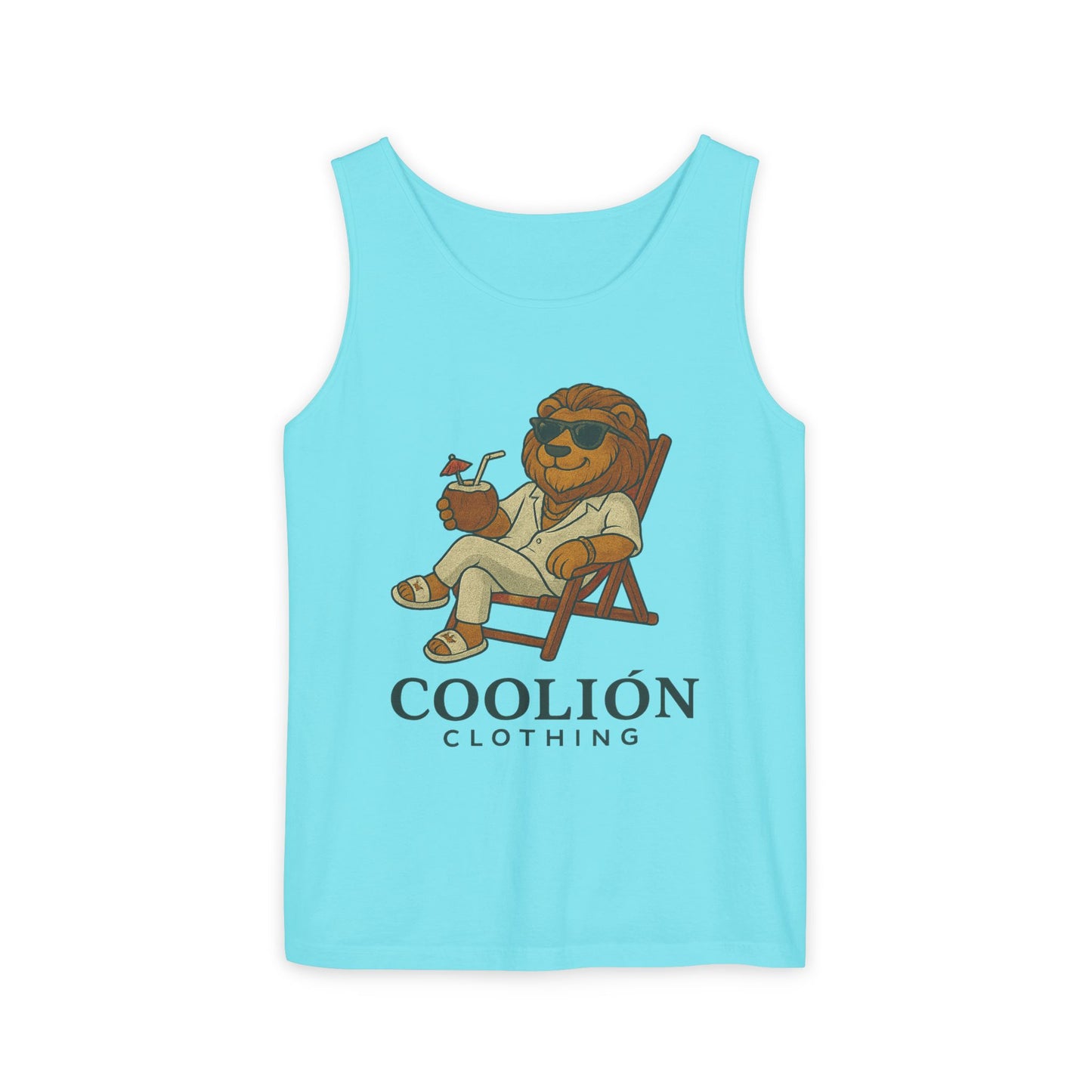Chill Vibes Lion Tank Top, Funny Summer Top, Beachwear, Gift for Animal Lovers, Unisex Apparel, Coolion Clothing