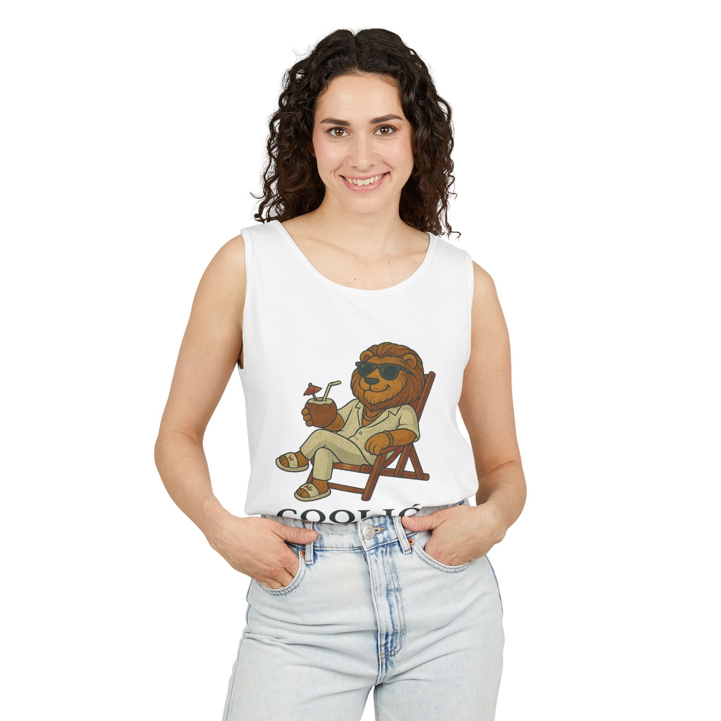 Chill Vibes Lion Tank Top, Funny Summer Top, Beachwear, Gift for Animal Lovers, Unisex Apparel, Coolion Clothing