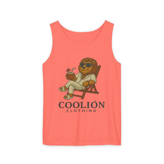 Chill Vibes Lion Tank Top, Funny Summer Top, Beachwear, Gift for Animal Lovers, Unisex Apparel, Coolion Clothing